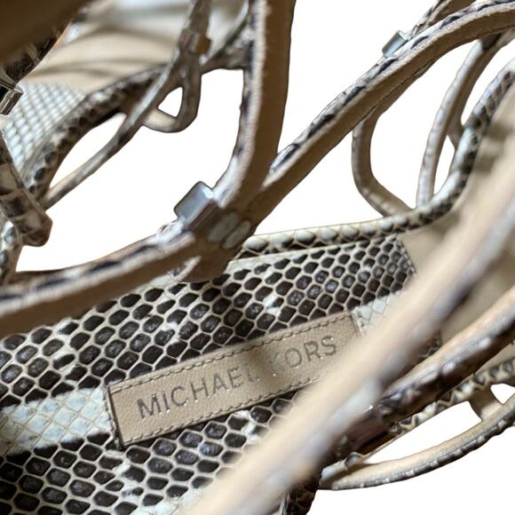 Michael Kors Charlene Snakeskin Women's Heels Brown Cream size 39 8.5 fits US - Picture 9 of 10